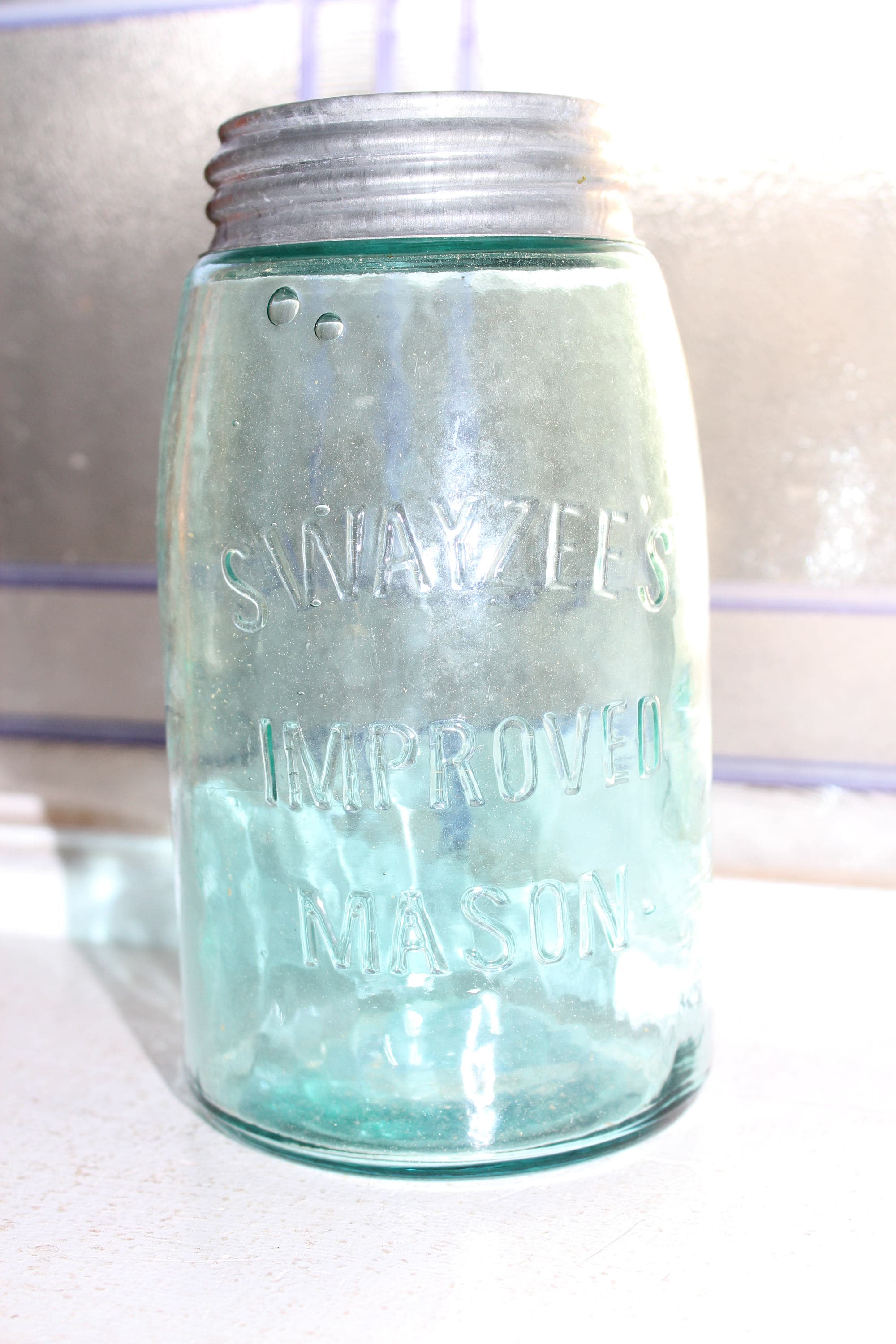Antique Blue Canning Jar Swayzee's Improved Mason Jar Quart Early 1900s