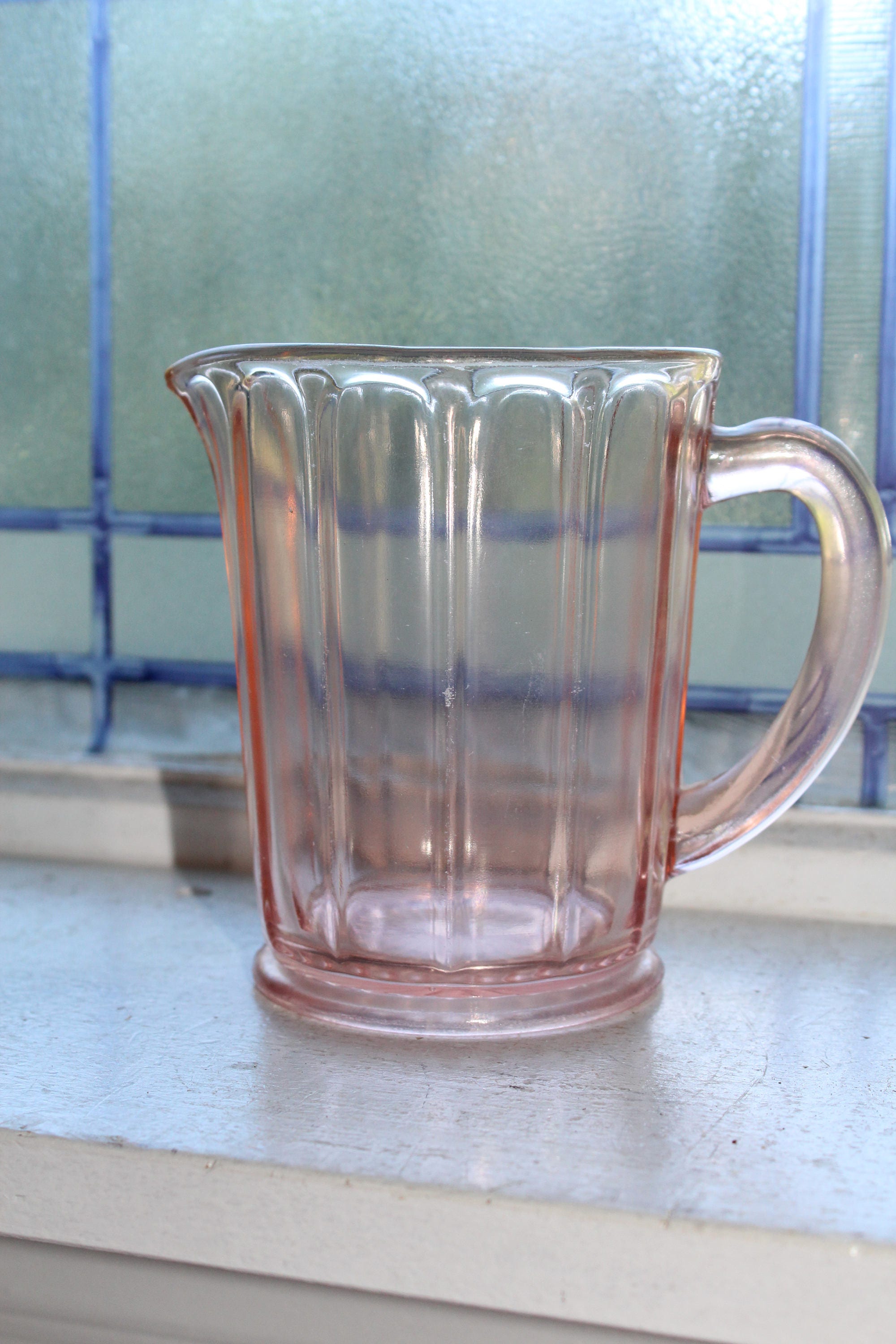 Pink Depression Glass Milk Pitcher Vintage 1930s Hazel Atlas