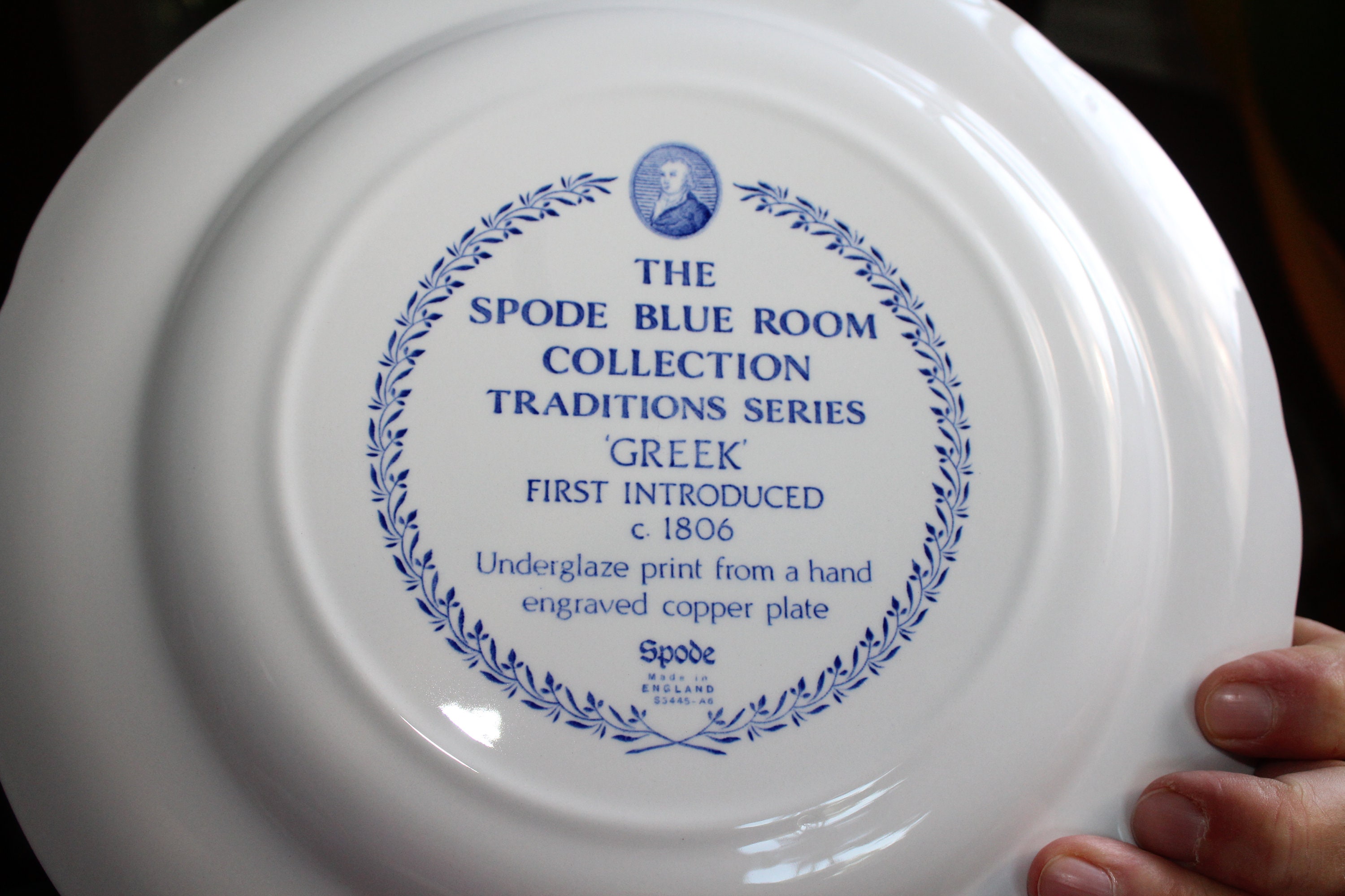 Vintage Spode Dinner Plate Blue Room Collection Greek Traditions