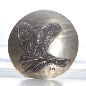 Vintage Wally Shoop Brass American Eagle Plaque Artist Signed