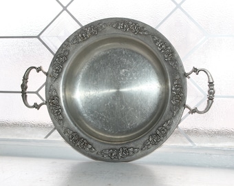 Vintage German Frieling Zinn Pewter Bowl with Handles & Roses