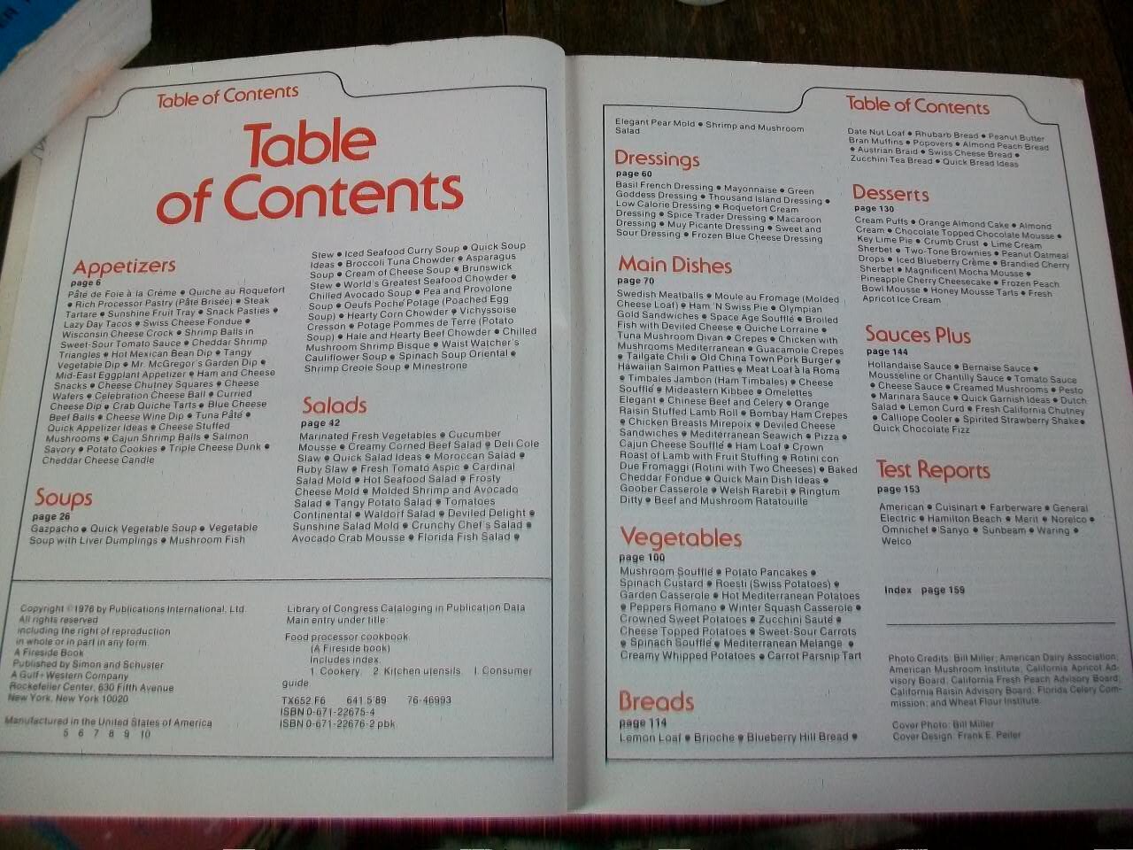 Food Processor Cookbook Vintage 1976 Cook Book