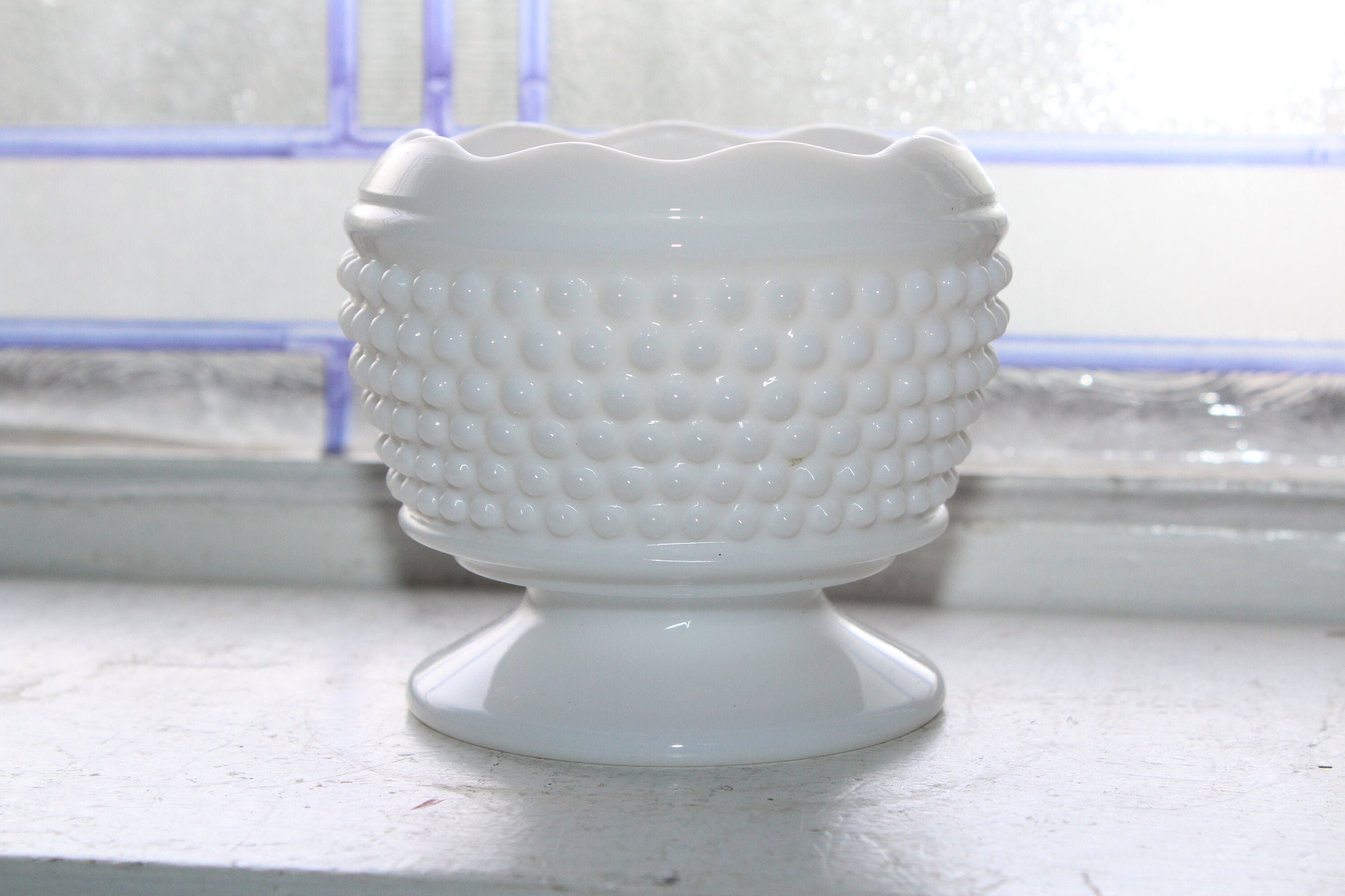Milk Glass Hobnail Candy Dish Vintage 1960s