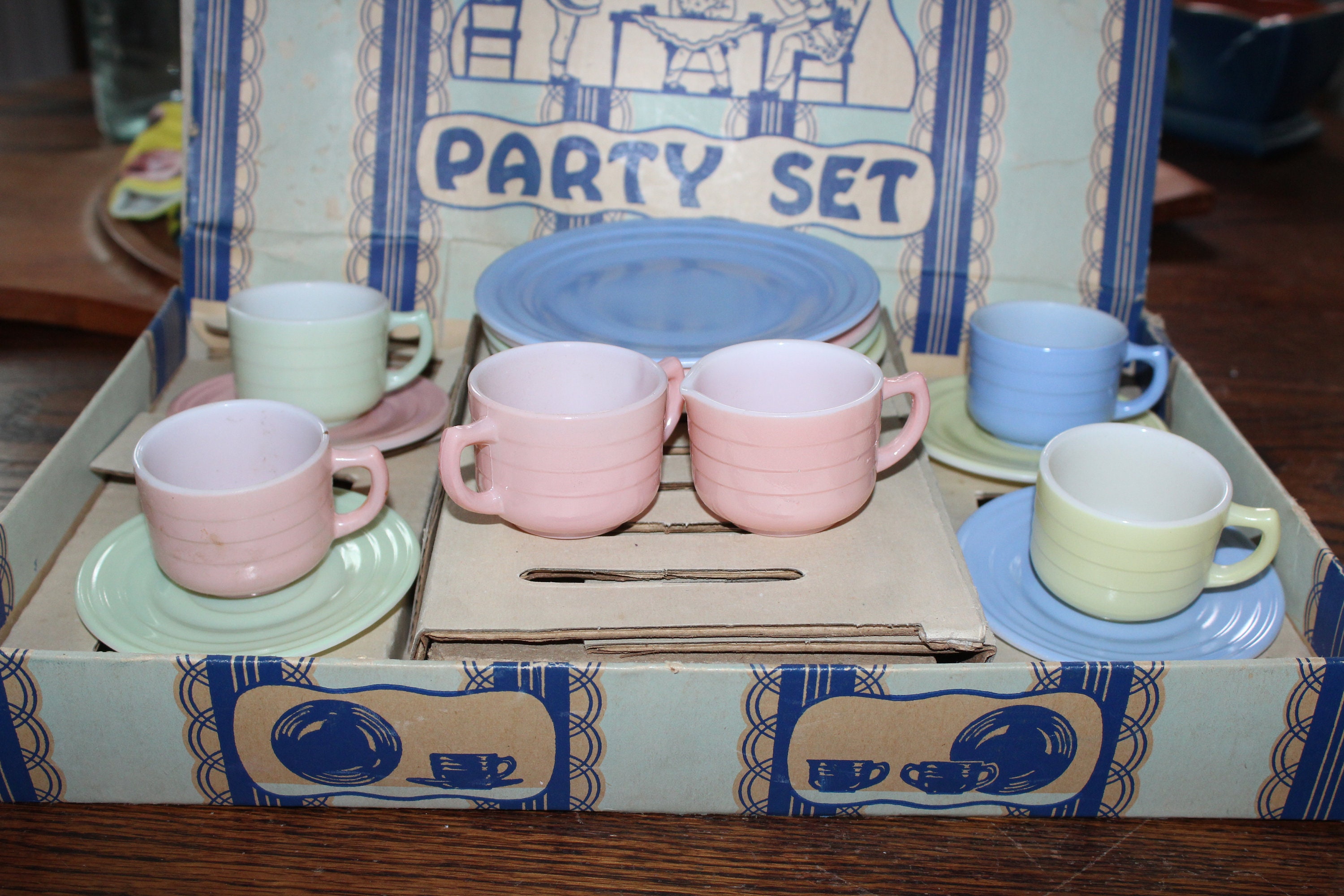 Little Hostess Party Set Vintage Toy Dishes Moderntone Platonite 1950s