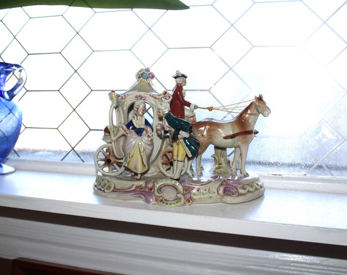 Antique German Grafenthal Porcelain Large Figurine Fancy Royal Carriage