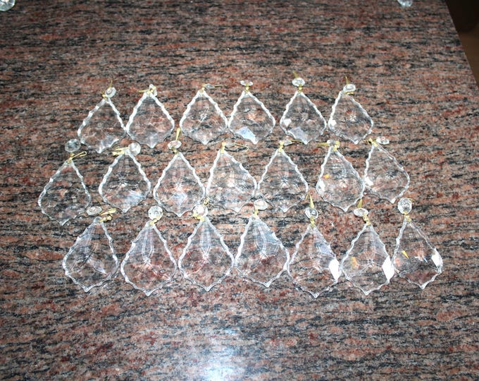 20 Large Ornate Prisms Antique Pendalogue French Cut Crystal Pendants