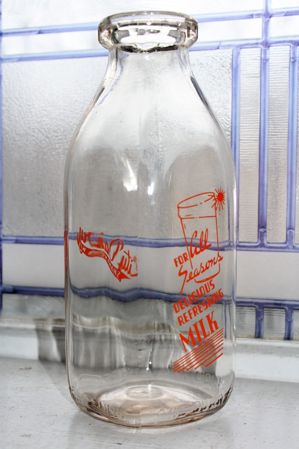 Vintage Square Quart Milk Bottle City Dairy Shawano Wisconsin