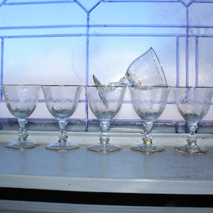 6 Cambridge Wildflower Oyster Fruit Cocktail Glasses with Gold Trim