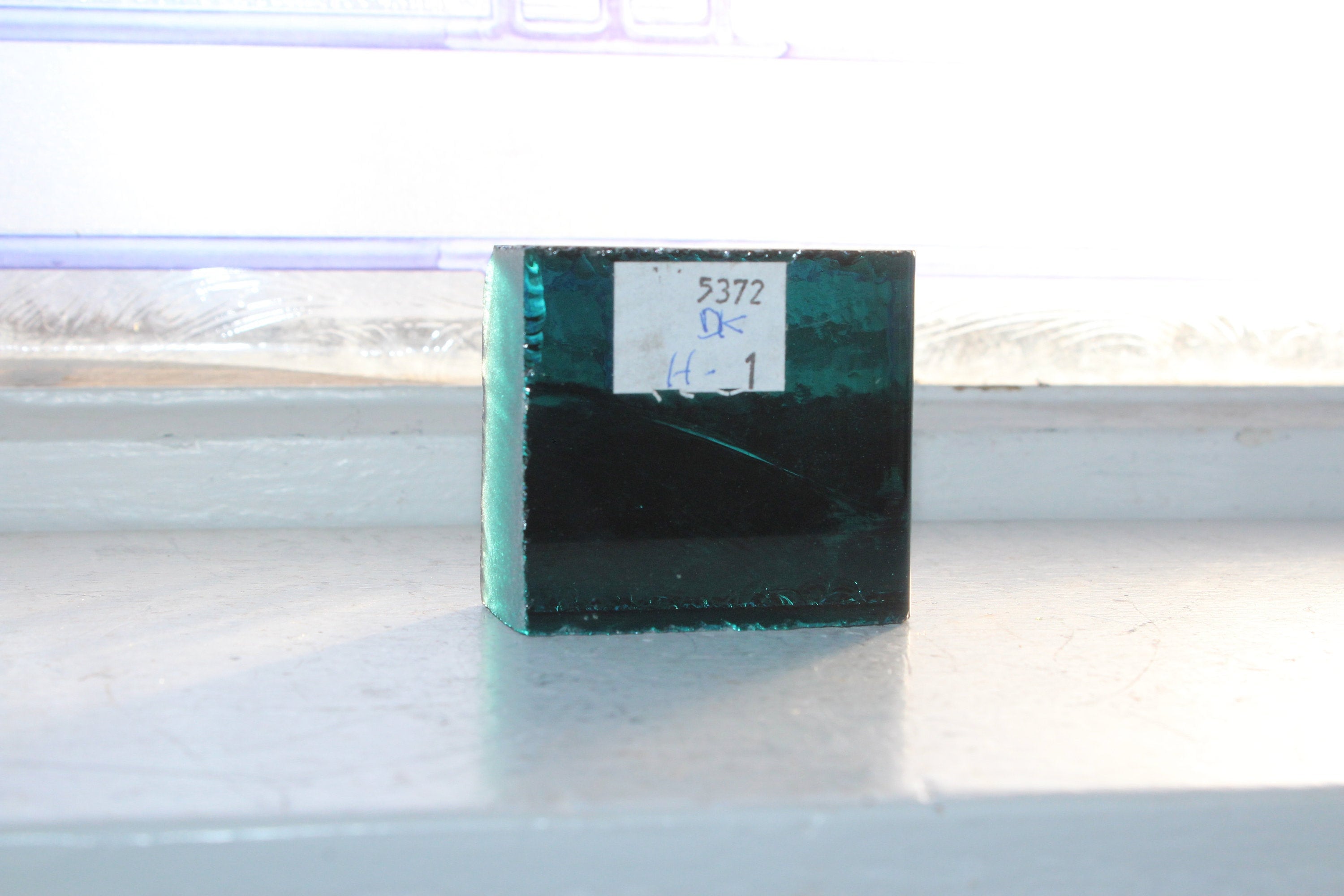 Vintage Blenko Blue Glass Color Sample Block Art Supply 5372DK H1