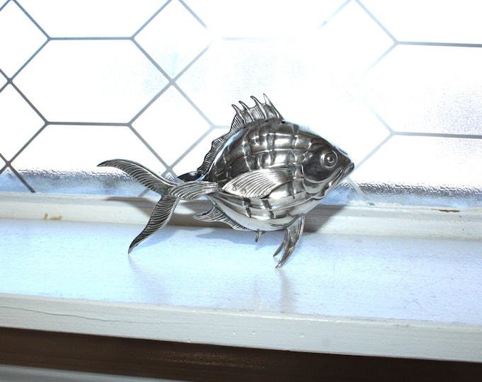 Vintage Spanish Silver 915 Cocktail Pick Holder Figural Fish
