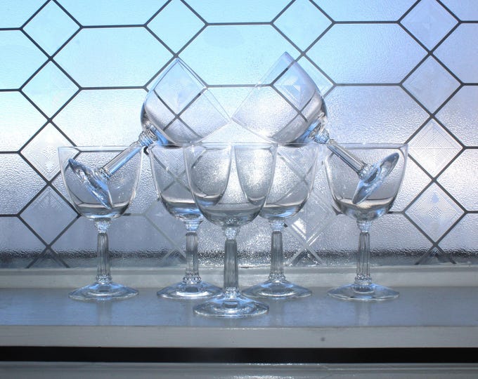 7 Art Deco Fostoria Mademoiselle Water or Wine Goblets Vintage 1950s