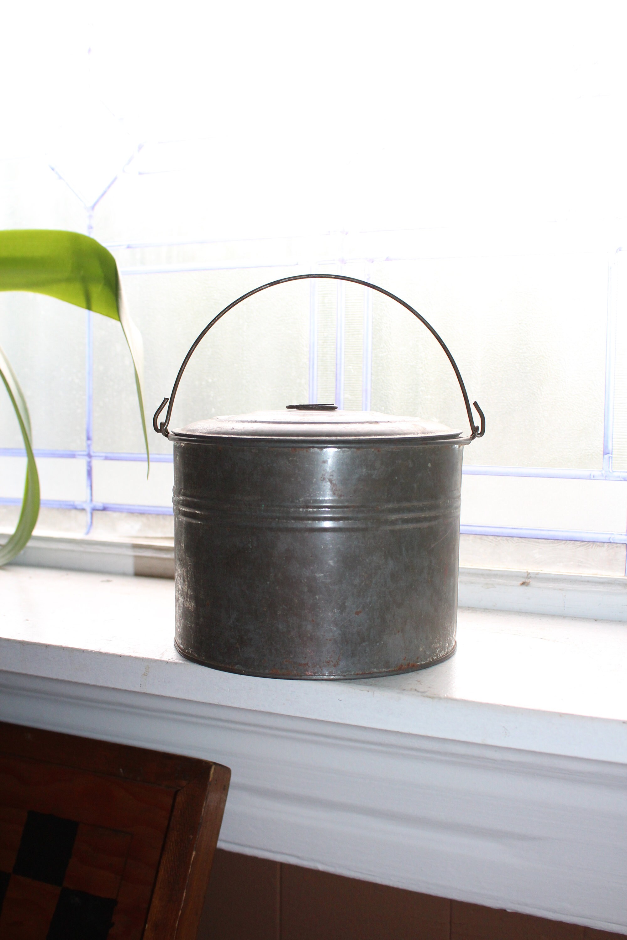 Antique Tin Berry Pail Bucket Rustic Farmhouse Decor