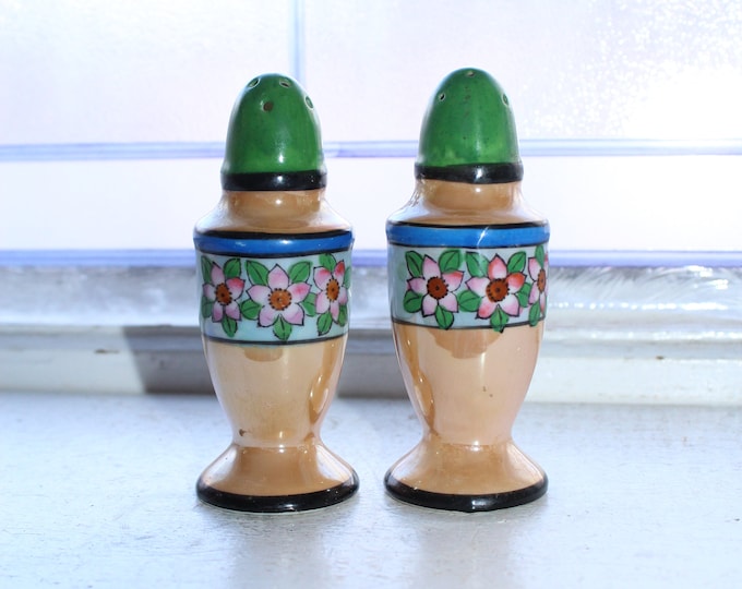 Art Deco Salt & Pepper Shakers Vintage Lusterware