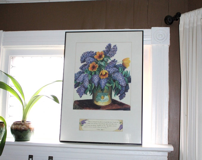 Vintage Watercolor Painting Still Life Flowers M E Meyer 1985
