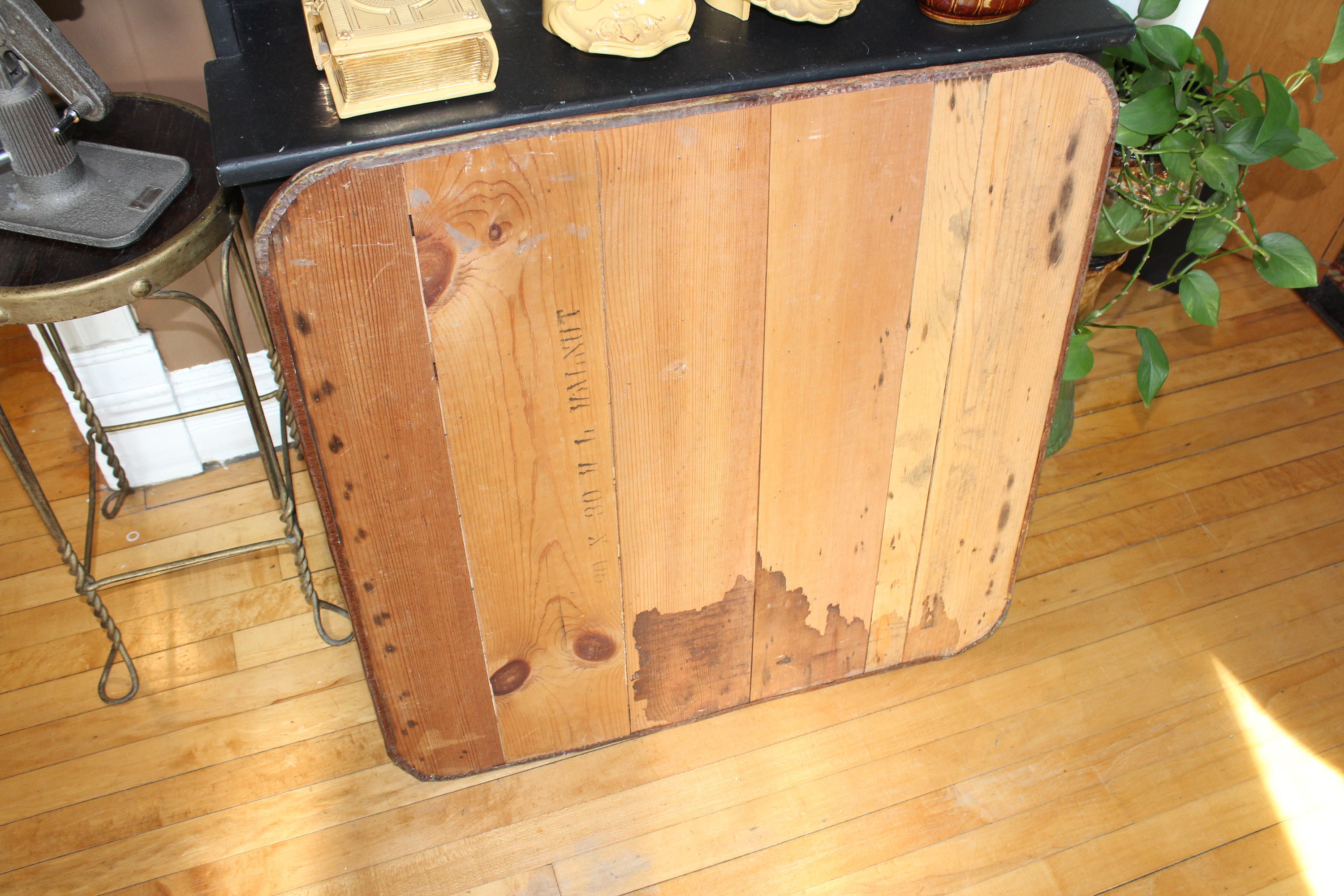 Antique Stove Mat Pad Floor Protector Wood Grain Metal