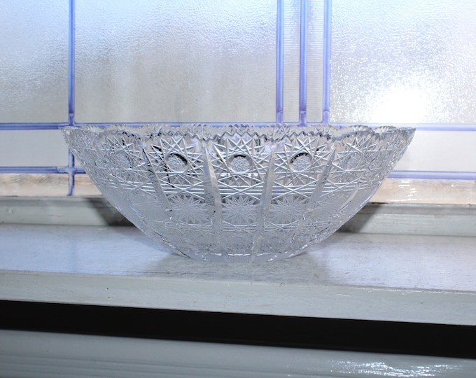 Elegant Vintage Cut Crystal Bowl Queen's Lace Czech Bohemia