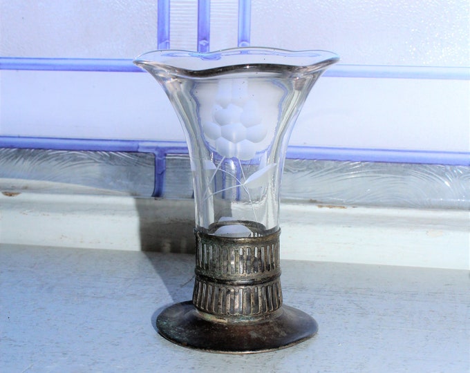 Antique Silverplate and Cut Glass Vase