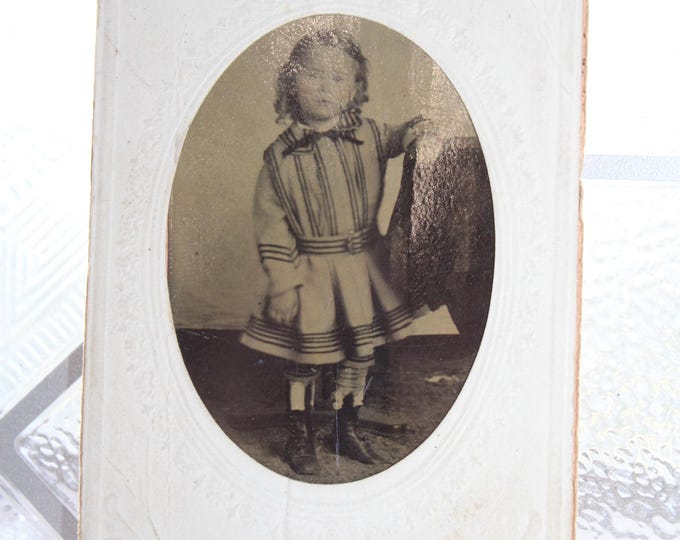 Antique Tin Type Photograph Victorian Girl 1800s