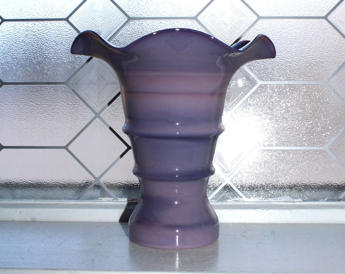 Vintage Mid Century Purple Glass Ribbed Vase Italian KB Korscherak Brothers