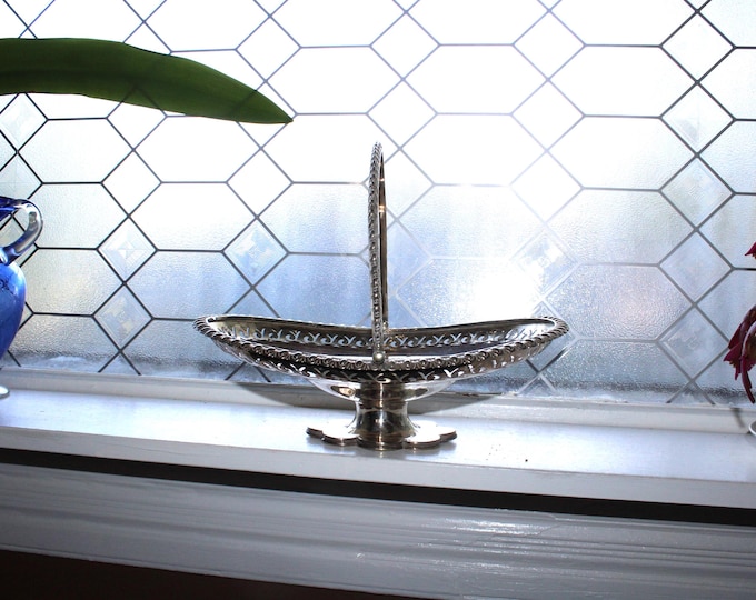 Antique Victorian Silverplate Bride's Basket Dated 1855