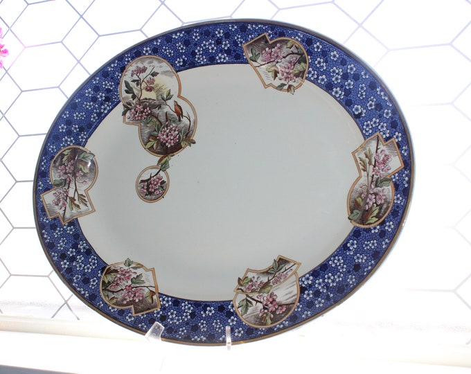 Antique George Jones & Sons Hawthorn Platter 19" Transferware 1800s