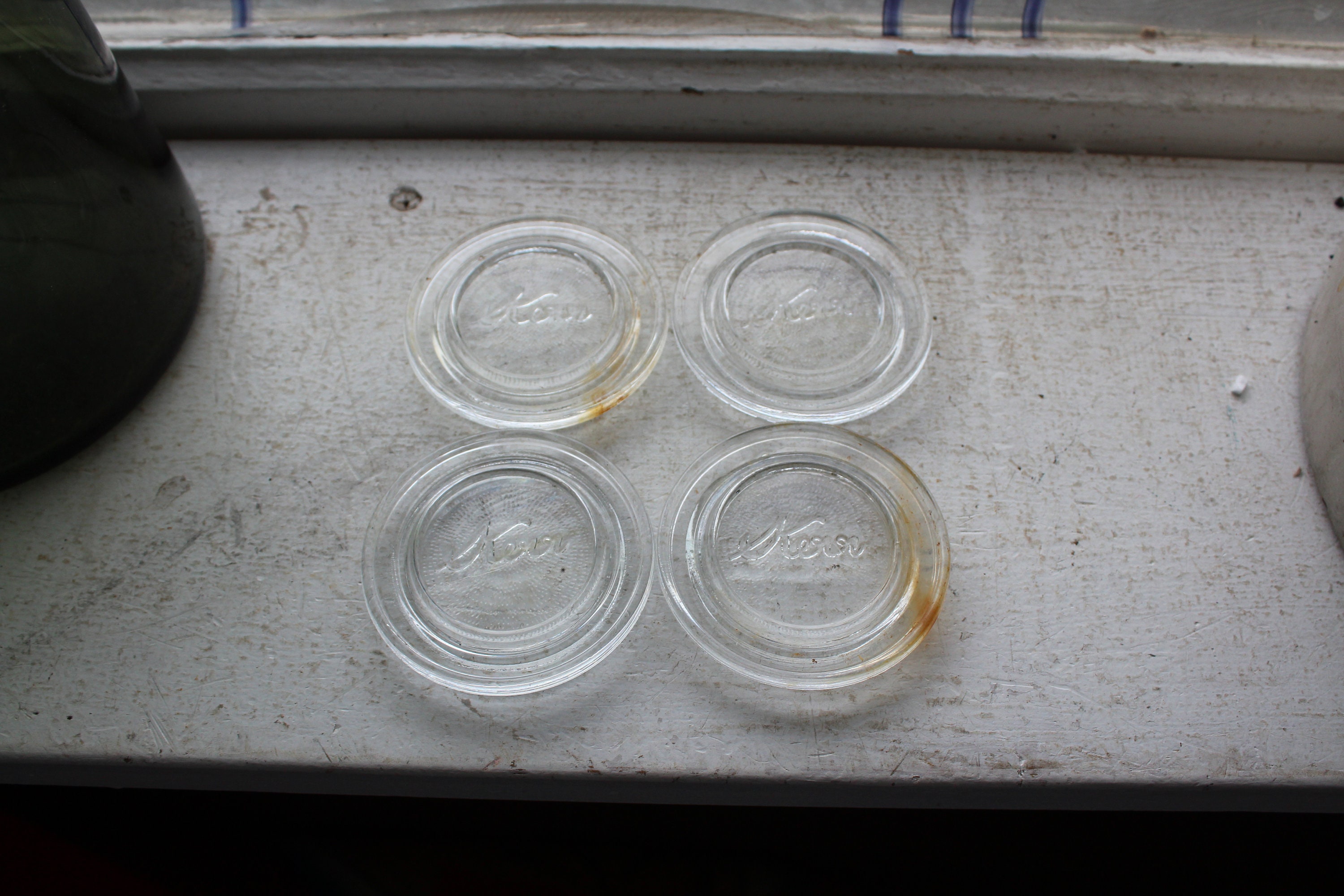 4 Mason Jar Lid Inserts Clear Glass Kerr