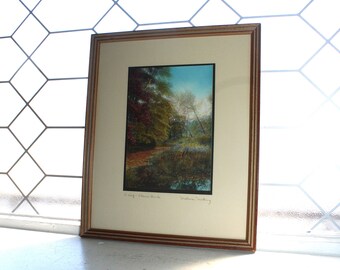 Vintage Wallace Nutting Signed Hand Colored Photo Print A Leaf Strewn Brook
