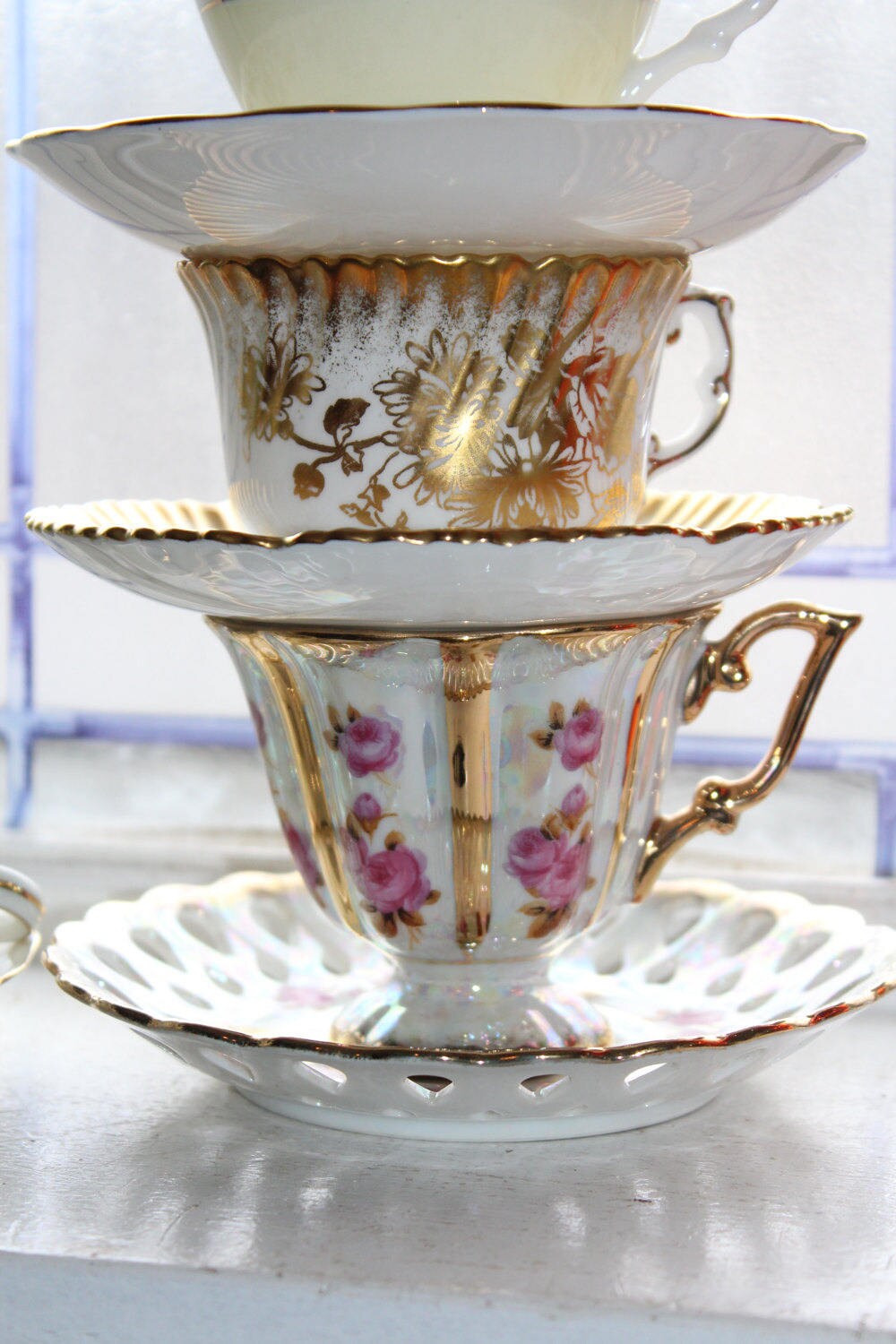5 Vintage Tea Cups and Saucers Mix and Match Bone China