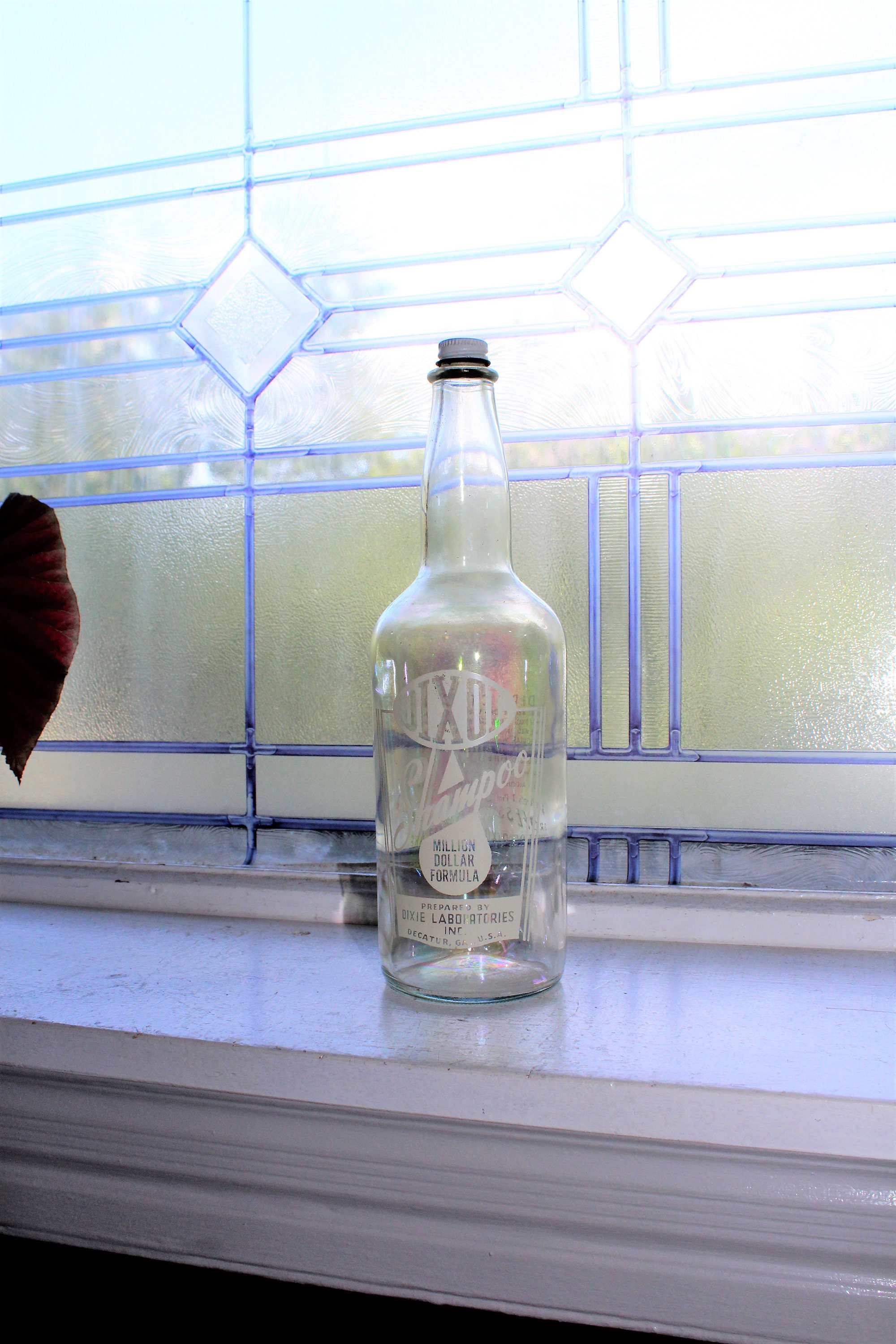 Vintage Dixol Shampoo Glass Bottle 1940s Bathroom Decor Hair Salon