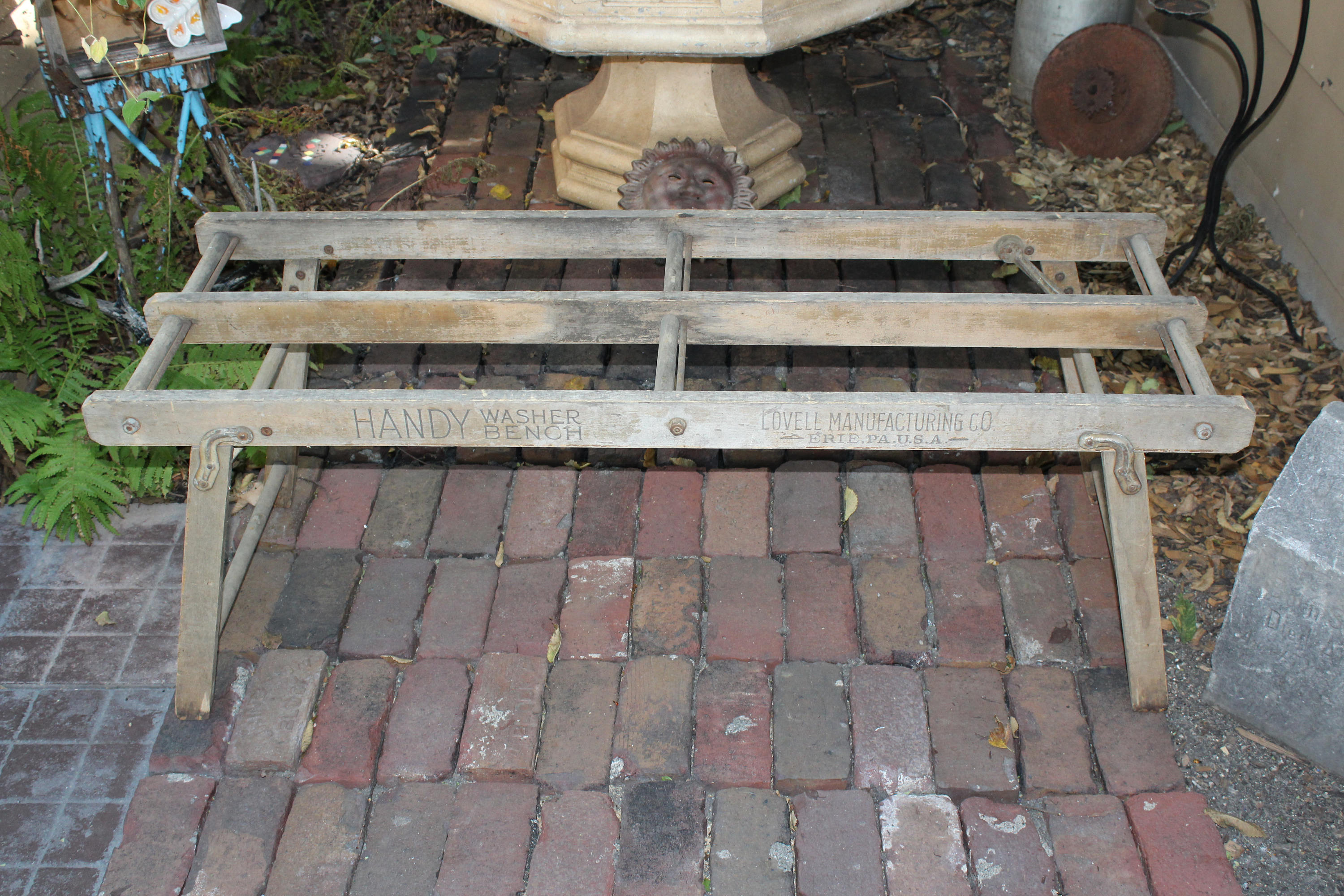 Vintage Wash Tub Stand Primitive Folding Handy Washer Bench by Lovell