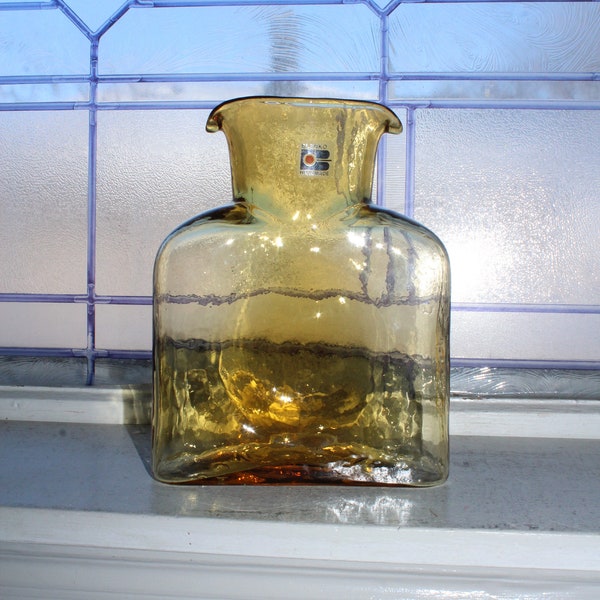 Vintage Blenko Amber Glass Carafe Double Spout