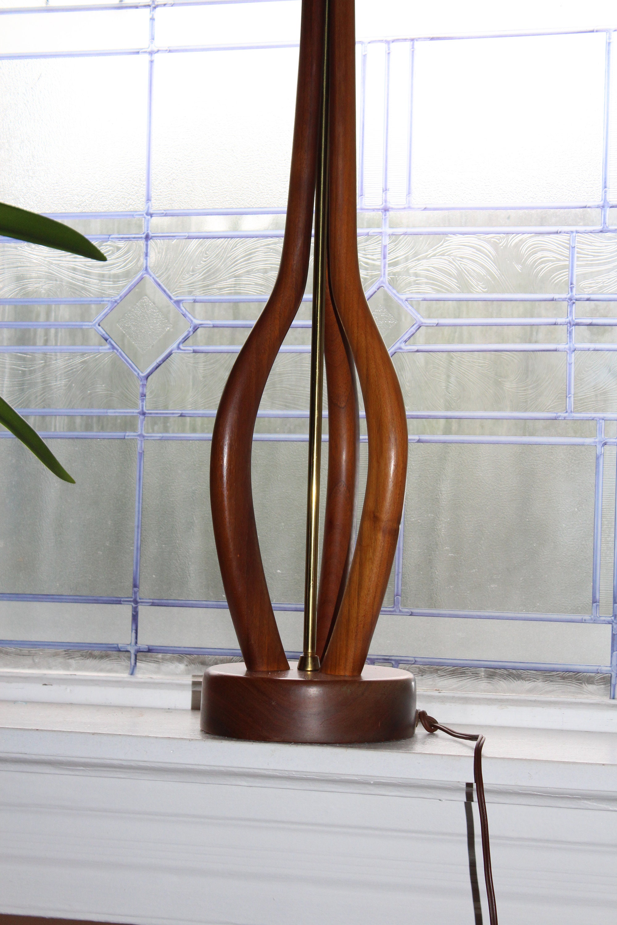 Vintage Mid Century Table Lamp Teak Wood 37