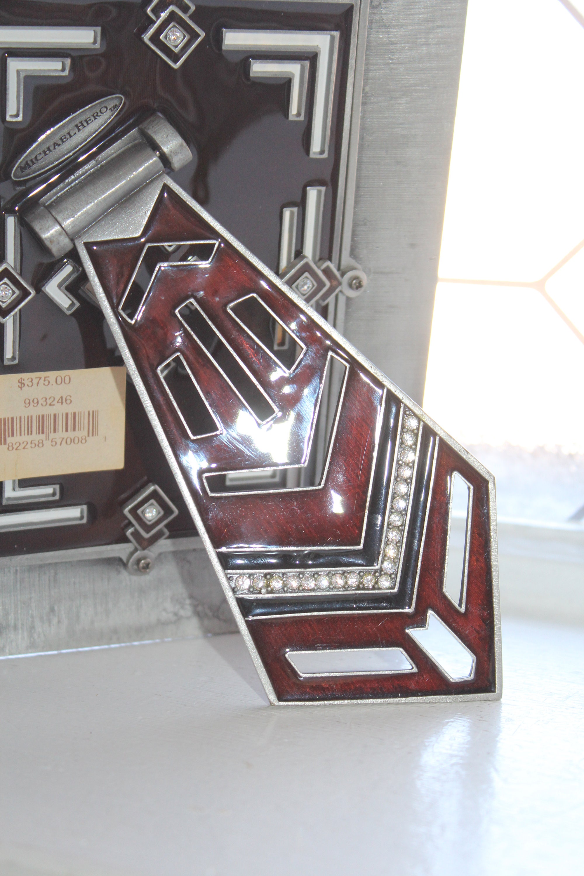 Michael Hero Picture Frame Burgundy and Black Enamel with Swarovski Stones