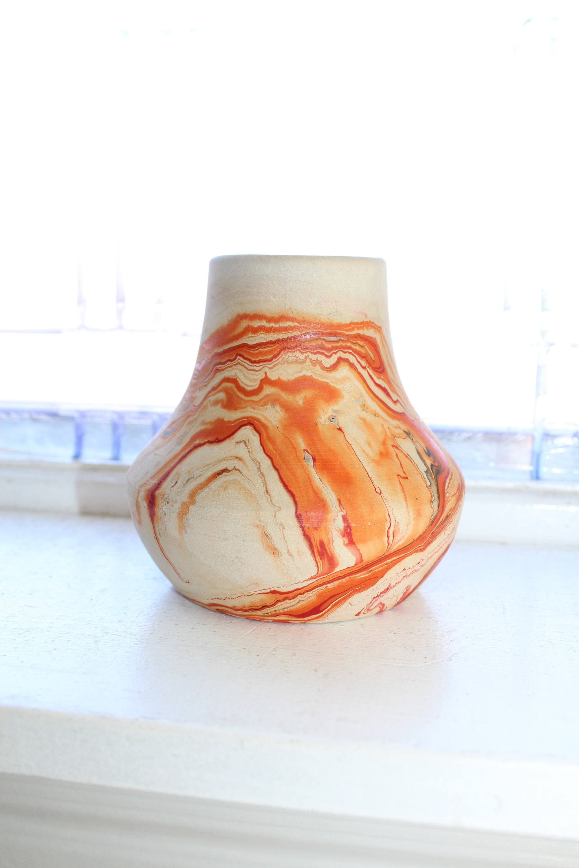 Vintage Nemadji Pottery Vase Swirl Pottery