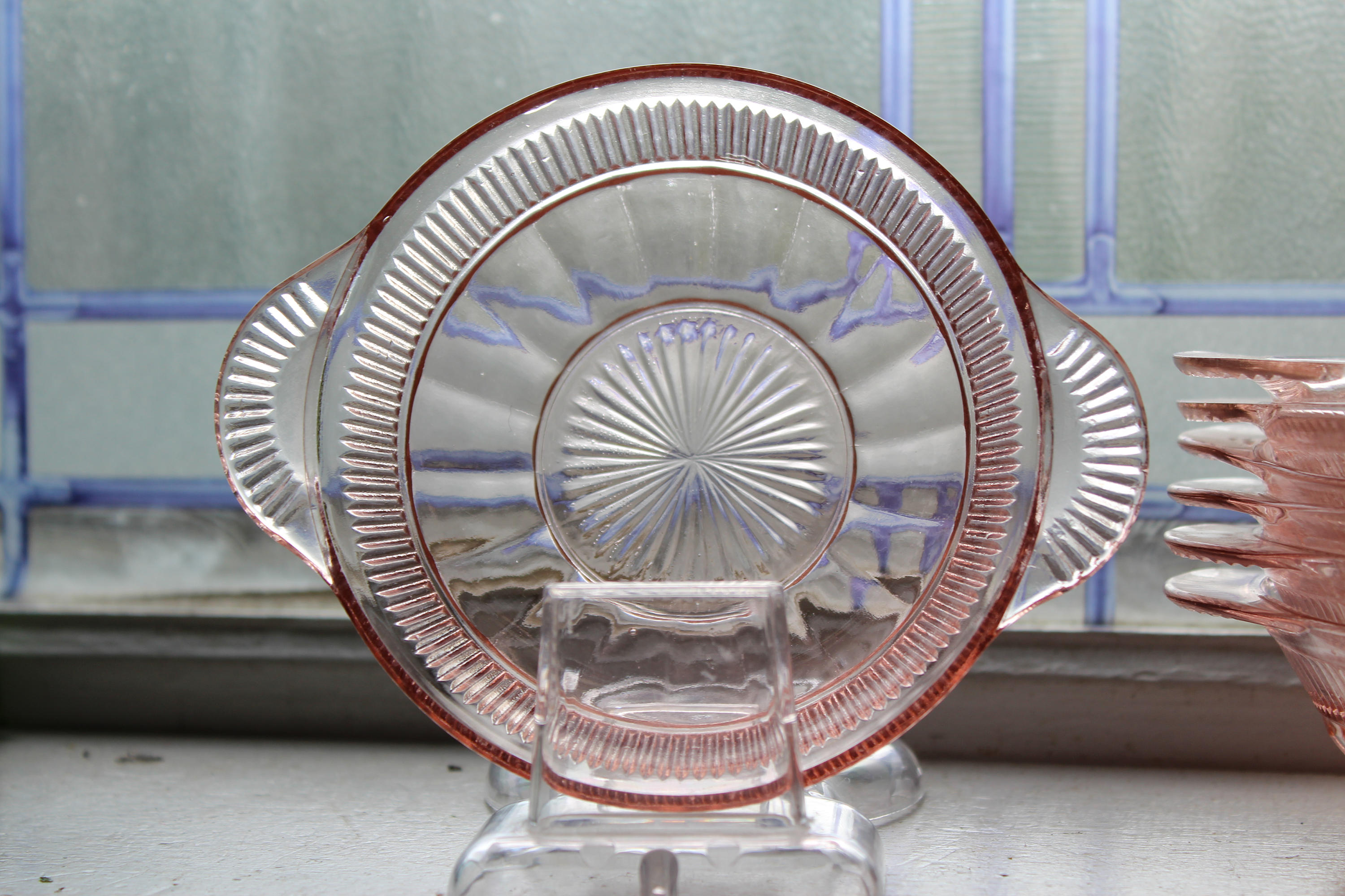 7 Pink Depression Glass Dessert Bowls Berry Coronation Vintage 1930s