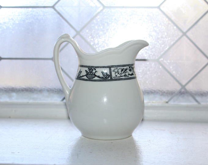 Antique Restaurant Ware Ironstone Creamer Bailey Walker Black Seville