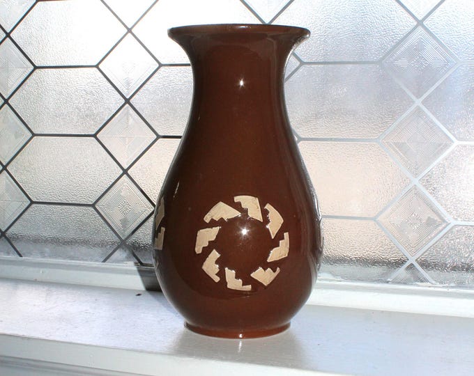 Large Vintage Sioux Pottery Vase Signed M Black Tail Deer