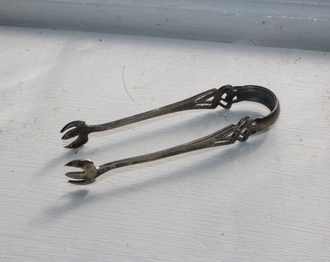 Antique Art Deco Silverplate Sugar Tongs E & JB