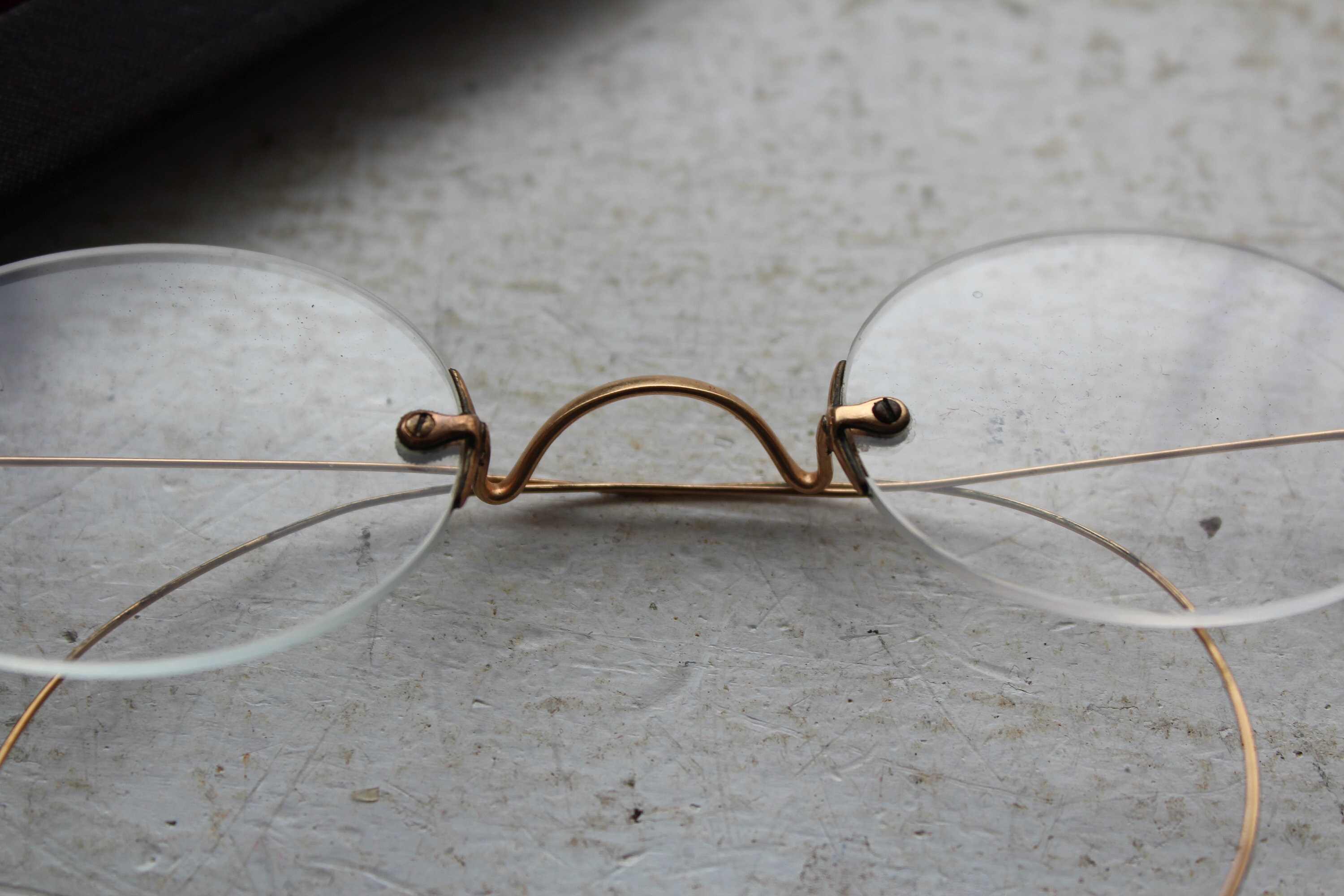 Antique Eyeglasses Gold Colored Frames with Case