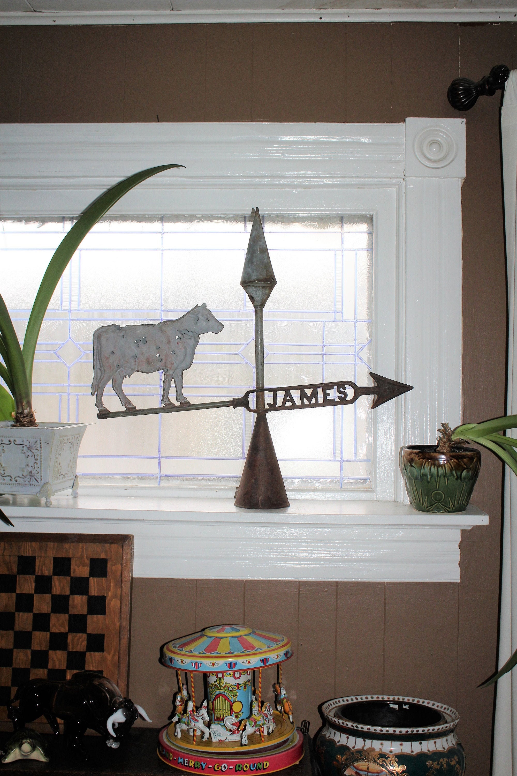 Antique James Cow Weathervane Rustic Farmhouse Decor