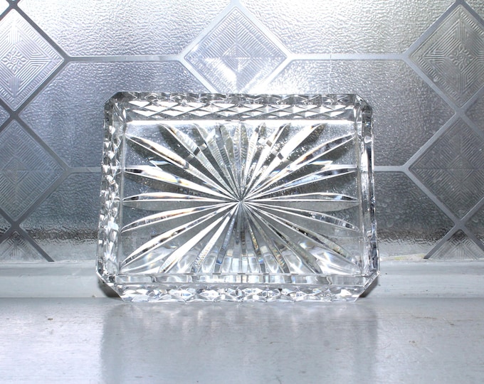 Elegant Waterford Crystal Westover Memo Note Pad Holder Desk Accesory