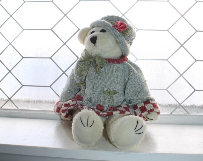 Artisan Flair Teddy Bear with Sweater Hat & Tag 14"