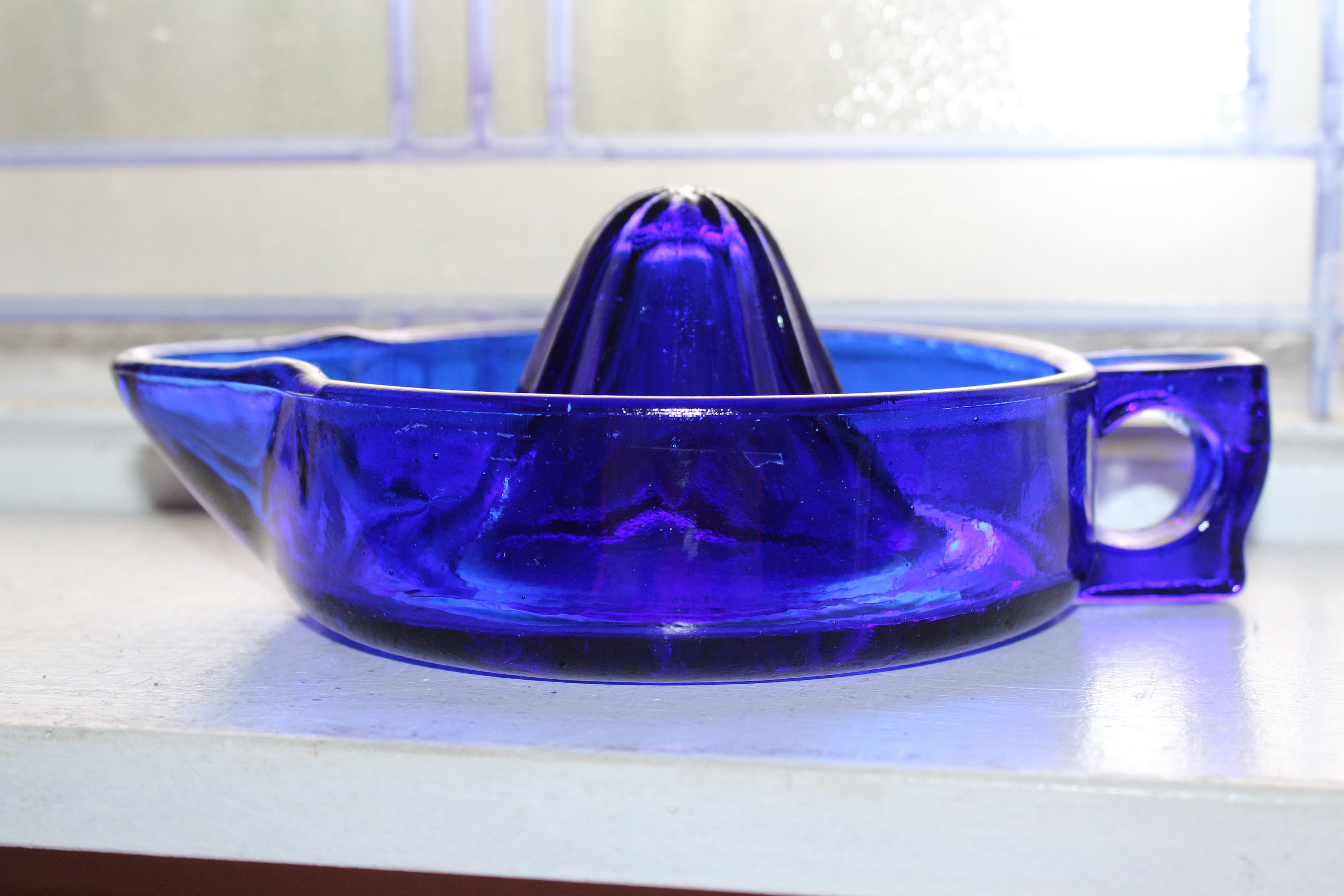 Vintage Cobalt Blue Glass Juicer Reamer