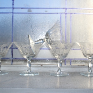 5 Vintage Morgantown Champagne Sherbet Glasses Mayfair & Virginia