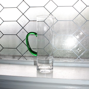 Vintage Green Glass Handled Martini Pitcher