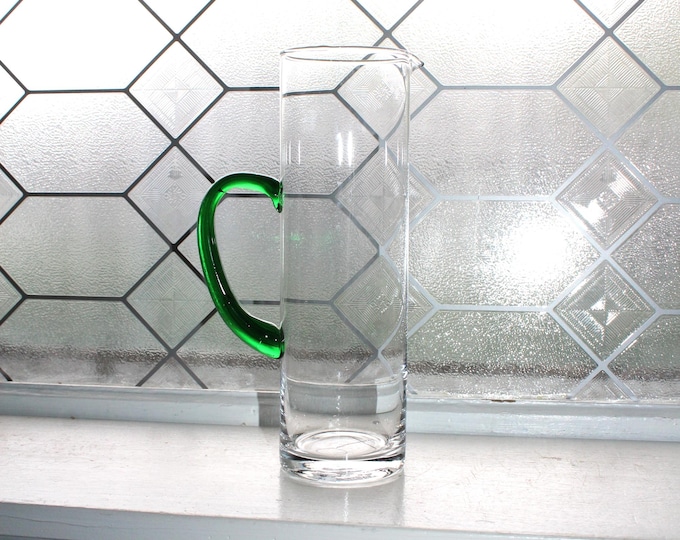 Vintage Green Glass Handled Martini Pitcher