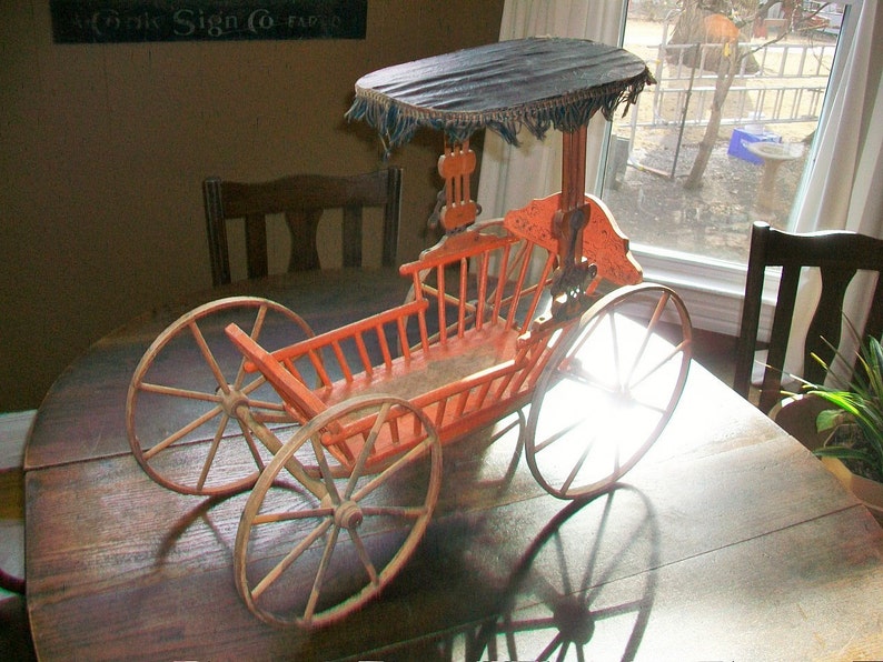 Victorian Doll Buggy Original Paint Wood Wheels Antique Etsy