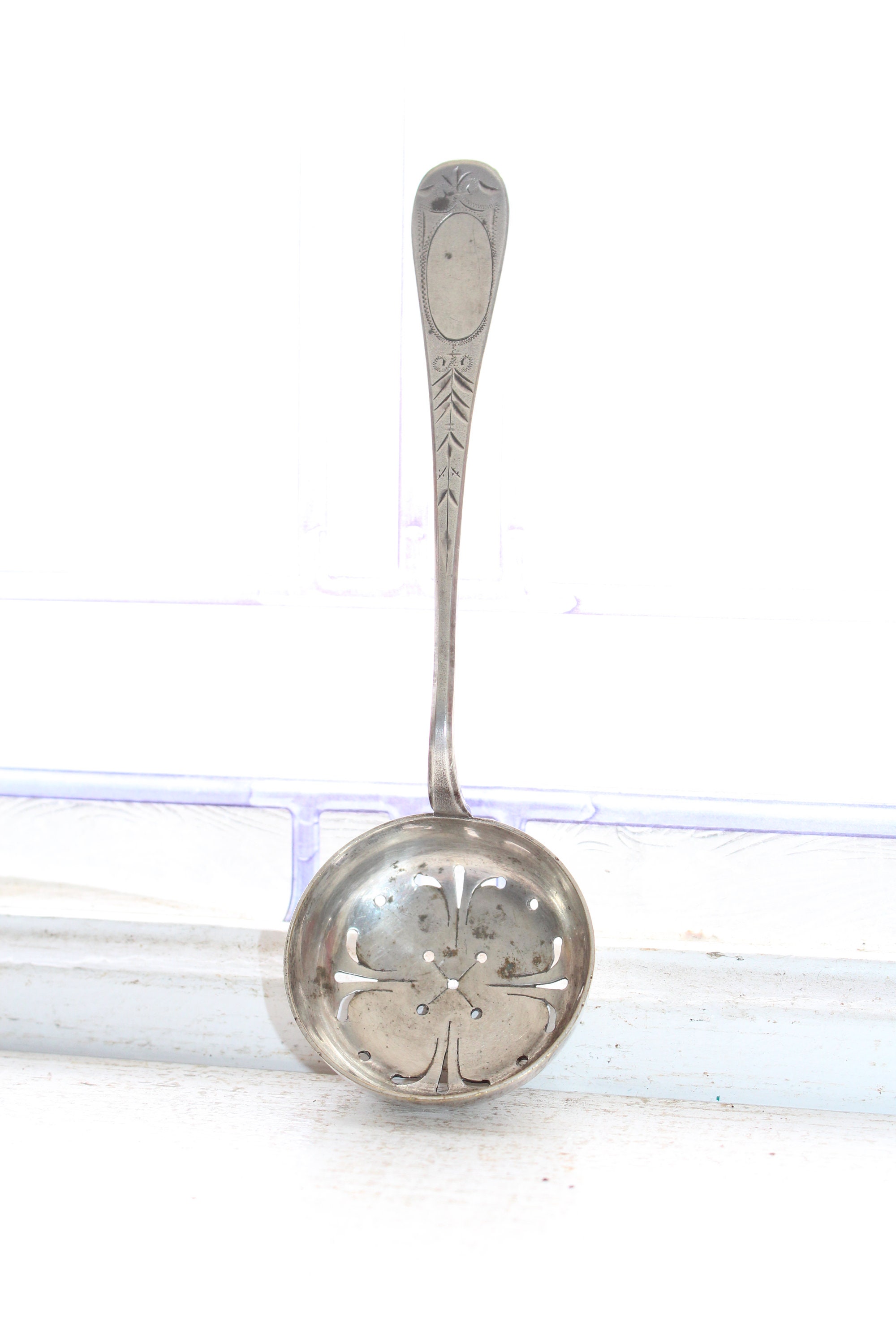 Antique Silverplate Tea Strainer Spoon TB