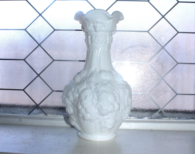 Imperial Glass Loganberry Vase Vintage 1950s Milk glass