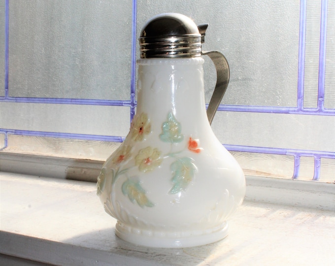 Antique Victorian Milk Glass Syrup Pitcher